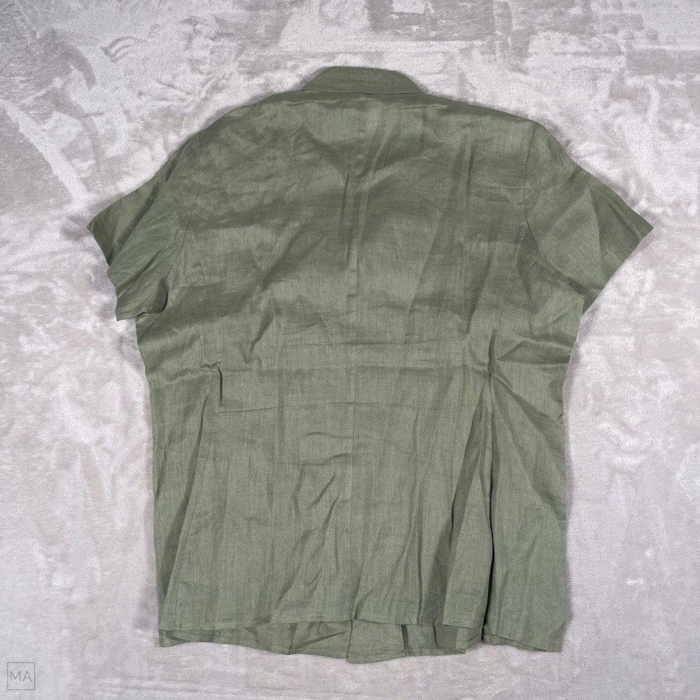 Brooks Brothers Womens Blouse 100% Irish Linen Coastal Summer Lightweight XL Grn - Picture 6 of 6